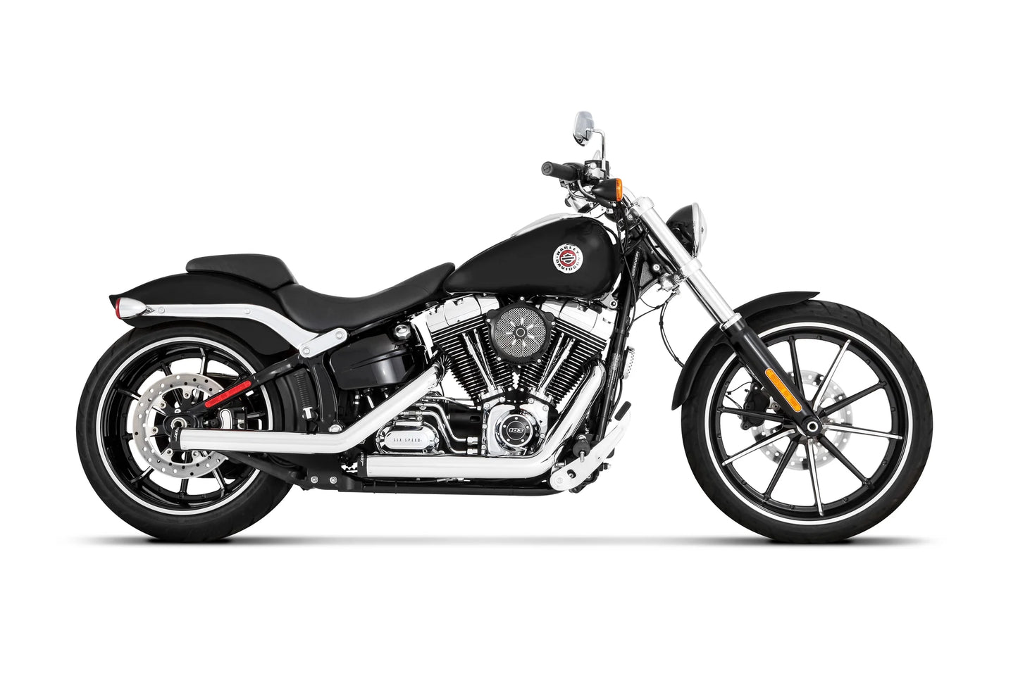 EXP - 3" SOFTAIL SLIP-ONS CHROME WITH BLACK STRAIGHT END CAP - FITMENT 1
