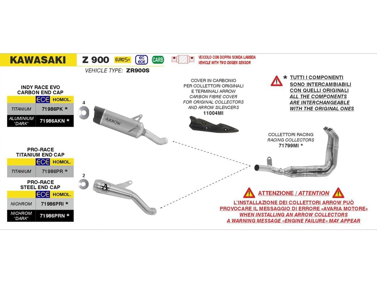 ARROW SILENCER PRO-RACE TITANIUM KAWASAKI Z 900 2025