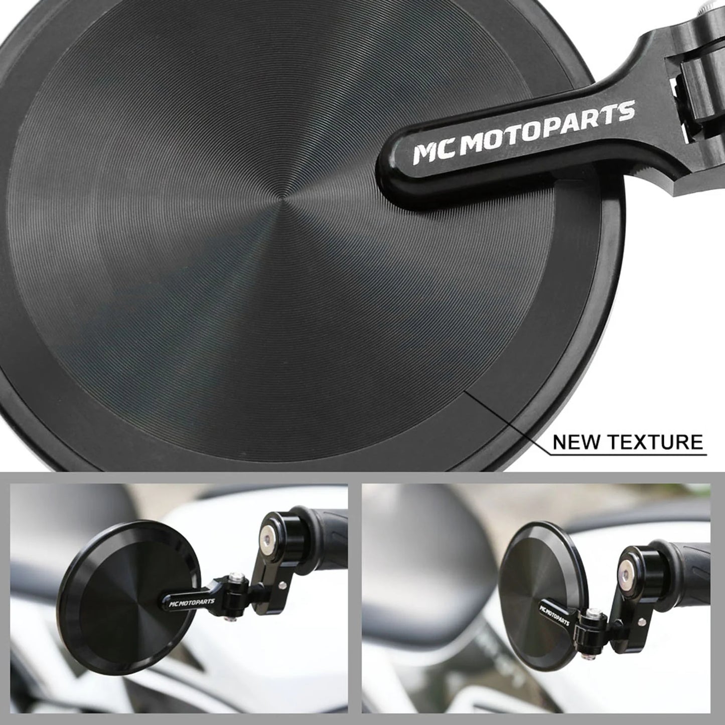 Universal Fit CNC Bar End Mirrors Round Folding Set