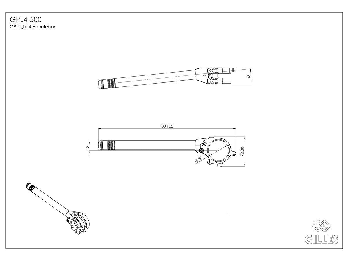 GILLES TOOLING PAIR OF HANDLEBARS GP-LIGHT 4 BLACK KAWASAKI NINJA ZX-6R 636 2023-2025