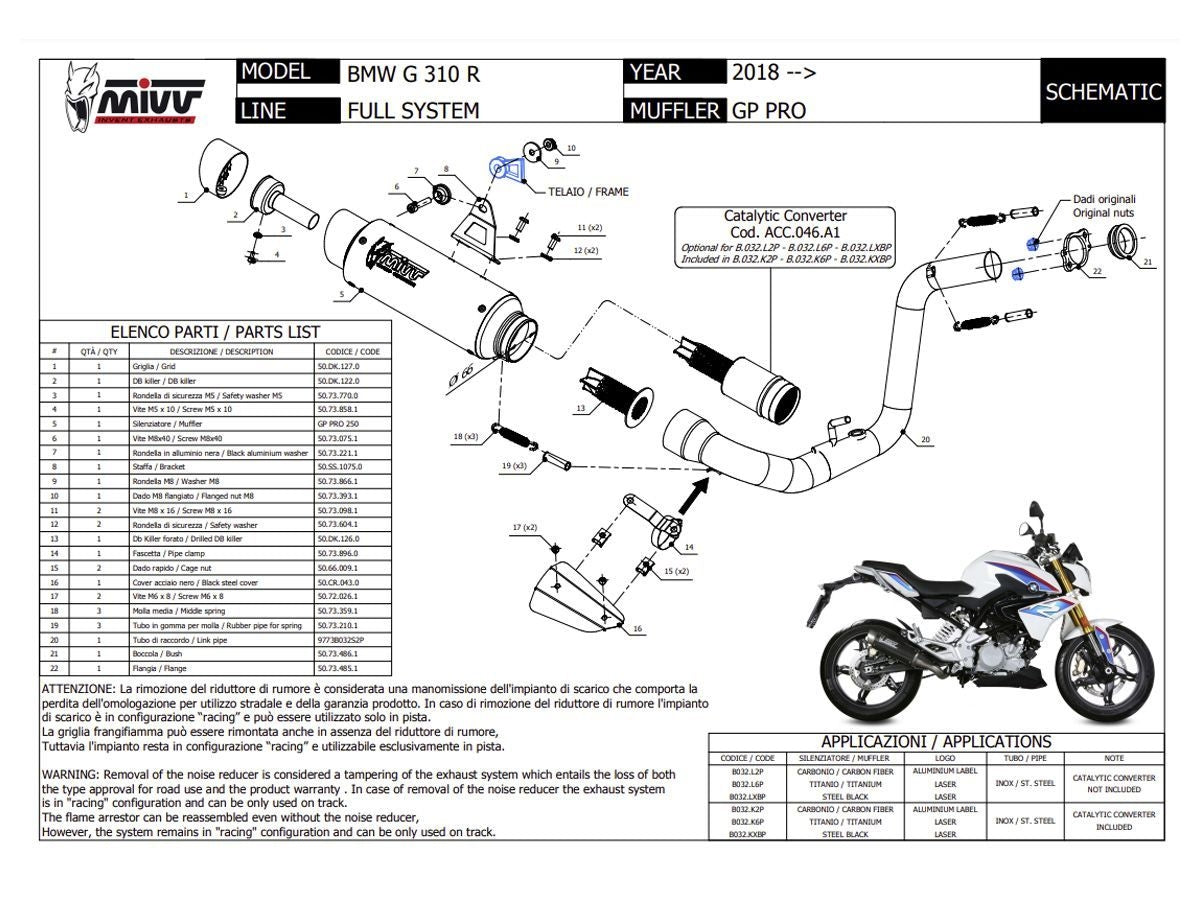 MIVV FULL EXHAUST SPORT GPPRO STAINLESS STEEL BLACK BMW G 310 R 2018-2024 USED