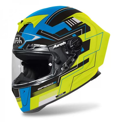 AIROH GP 550 S CHALLENGE BLUE YELLOW MATT HELMET