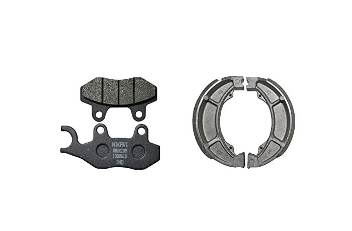 NIKAVI Front & Rear (Combo) Brake Pad + Brake Shoe Set Compatible for Hero Ambition (DP3+BSS04)