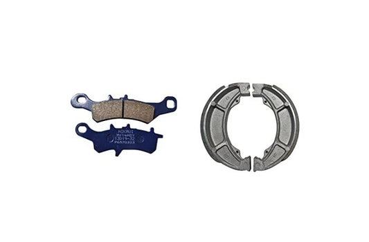 NIKAVI Motorcycle Front & Rear (Combo) Brake Pad + Brake Shoe Set Compatible for Suzuki Fiero (DP20+BSS04)