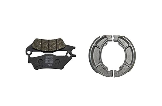 NIKAVI Front & Rear (Combo) Brake Pad + Brake Shoe Set Compatible for Suzuki GS150R (DP13+BSS04)