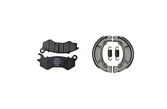 NIKAVI Motorcycle Front & Rear (Combo) Brake Pad + Brake Shoe Set Compatible for Honda Trigger (DP16+BSS01)