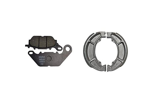 NIKAVI Motorcycle Front & Rear (Combo) Brake Pad + Brake Shoe Set Compatible for TVS Jupiter (DP23+BSS13)