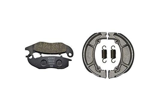 NIKAVI Front & Rear (Combo) Brake Pad + Brake Shoe Set Compatible for Honda Shine Latest Models (DP9+BSS01)