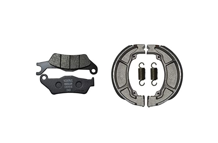 NIKAVI Front & Rear (Combo) Brake Pad + Brake Shoe Set Compatible for Honda Shine Old Models (DP2+BSS01)