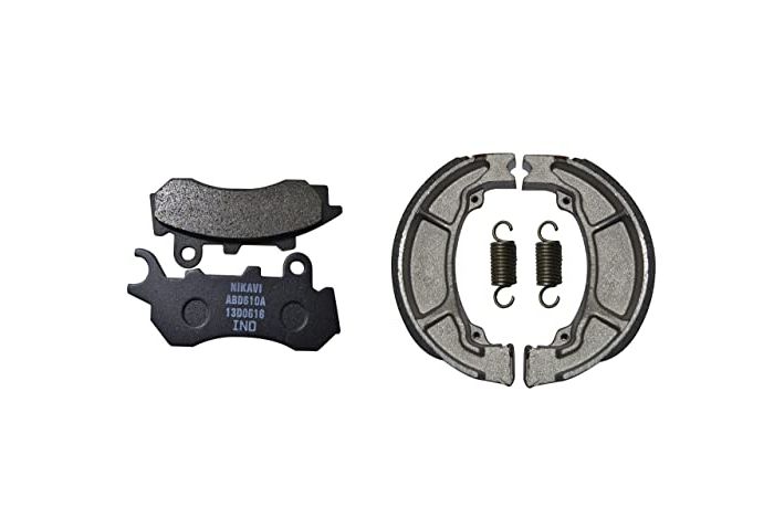 NIKAVI Front & Rear (Combo) Brake Pad + Brake Shoe Set Compatible for Honda CB Shine Latest Model (BSS01 + DP27)