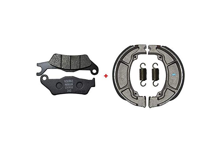 NIKAVI Front & Rear (Combo) Brake Pad + Brake Shoe Set Compatible for Honda Unicorn (DP2+BSS01)