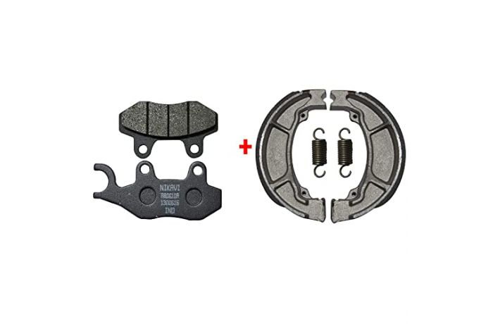 NIKAVI Motorcycle Front & Rear (Combo) Brake Pad + Brake Shoe Set Compatible for Hero CBZ (DP3+BSS01)