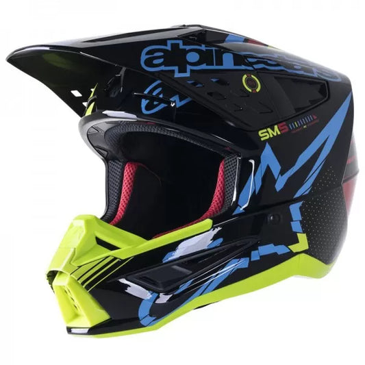 ALPINESTARS S-M5 ACTION BLACK CYAN YELLOW HELMET