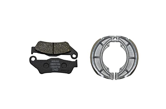 NIKAVI Front & Rear (Combo) Brake Pad + Brake Shoe Set Compatible for Pulsar (DP1+BSS05)