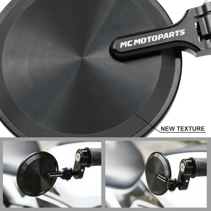 Universal Fit CNC Bar End Mirrors Round Folding Set