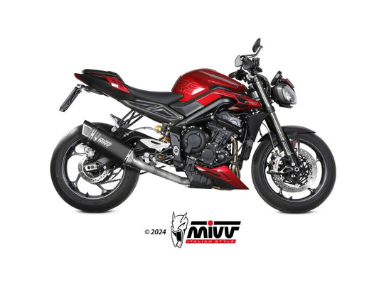 MIVV SR-1 BLACK TITANIUM COMPLETE EXHAUST TRIUMPH STREET TRIPLE 765 R / RS 2023-2024