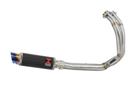 NINJA ER650 12-17 De Cat Exhaust System 200mm Round Blue Tip Black Stainless Silencer - Image 2
