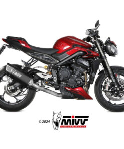 MIVV SR-1 BLACK TITANIUM COMPLETE EXHAUST TRIUMPH STREET TRIPLE 765 R / RS 2023-2024