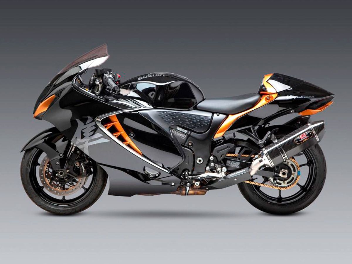 YOSHIMURA R-77 PAIR OF RACE CARBON SLIP-ON EXHAUST SUZUKI GSX 1300 R HAYABUSA 2021-2024